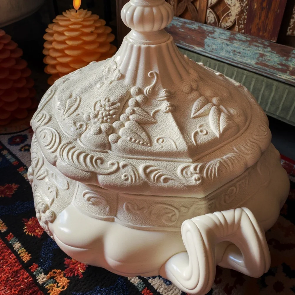 White Fruit Pattern Soup Tureen - Picture 2 of 2
